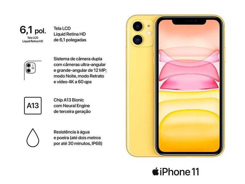 iPhone 11 Apple 256GB Amarelo 6,1” 12MP iO - iPhone - Magazine Luiza